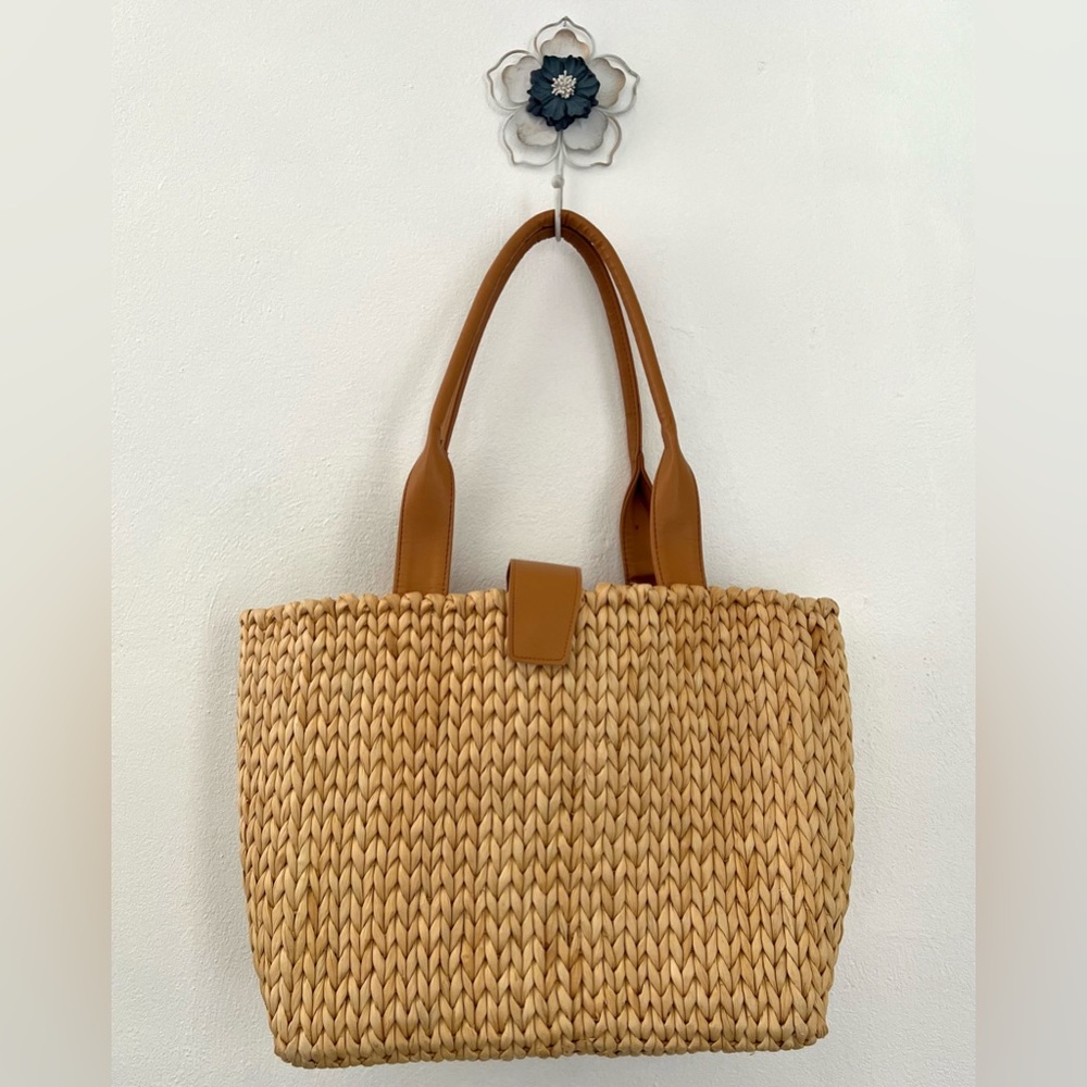 Natural Corn Husk Braided Large Size Boho Shoulder Tote Bag